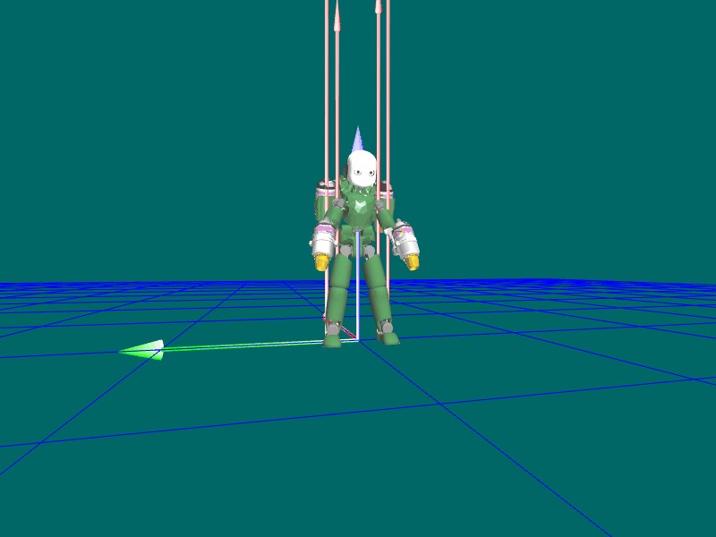 A computer modeling model of the flying humanoid robot.
